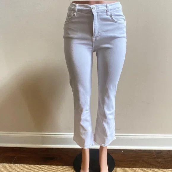 Current/Elliott Women's White Crop Flare Jeans, Size 28 - Picture 2 of 13